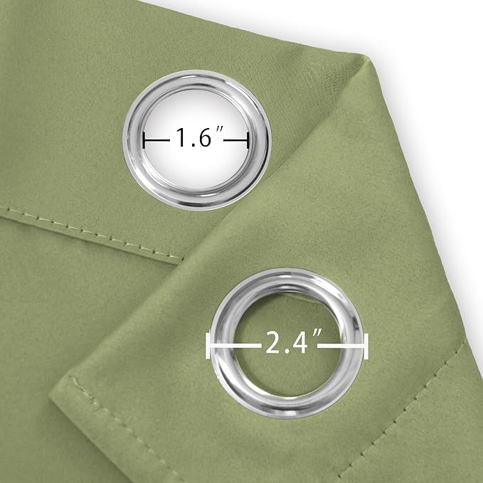 LEMOMO Sage Green Thermal Blackout Curtains/38 x 63 Inch/Set of 2 Panels Room Darkening Curtains for Bedroom
