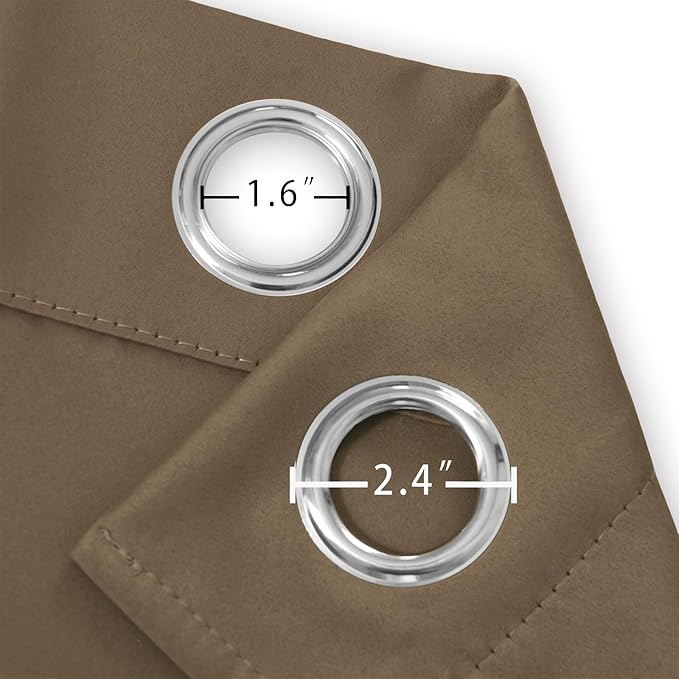 LEMOMO Brown Blackout Curtains 66 x 63 Inch Length/Set of 2 Curtain Panels/Thermal Insulated Room Darkening Blackout Curtains for Bedroom