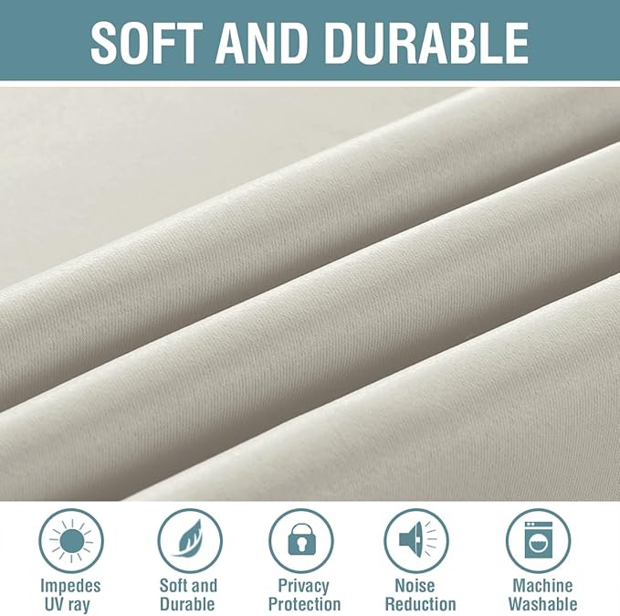 H.VERSAILTEX Room Darkening Curtains for Living Room Blackout Thermal Insulated Energy Efficient Winow Treatment Extra Long Curtains/Drapes, Grommet Top, One Panel - Ivory/Cream, 52" W x 96" L
