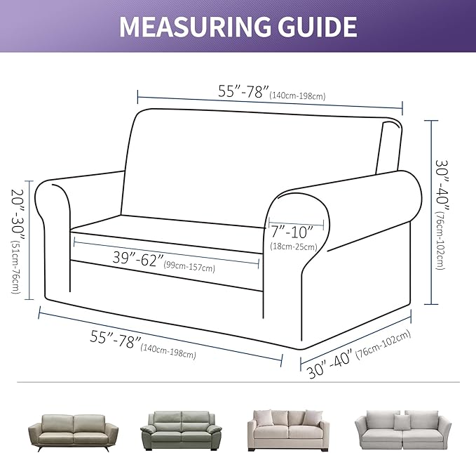 Joccun Stretch Loveseat Couch Cover, 1-Piece Sofa Cover for 2 Cushion Couch Spandex Jacquard Washable Furniture Protector Cover for Living Room,Kids,Pets（Loveseat,Classic Blue）