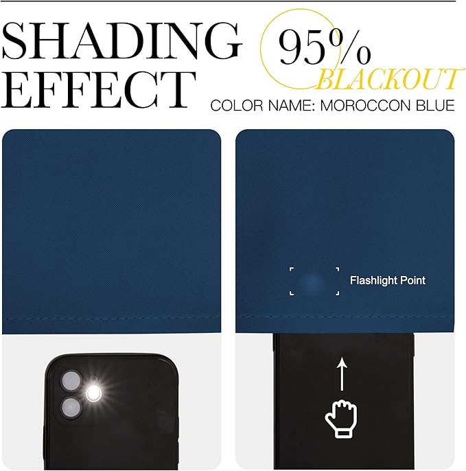 NICETOWN 2 Panels Blackout Curtains, Rod Pocket Thermal Insulated Drapess for Bedroom, Privacy Protection Easy-Care Heavy Duty Curtains for Living Room/Dining Room, W70 x L95 inches, Moroccan Blue