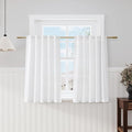 Nanspring Linen White Curtains 45 Inch Length 2 Panels for Kitchen Short Window, Semi Sheer Linen Drapes Modern Light Filtering Back Tab Rod Pocket for Cafe Bathroom 29 X 45