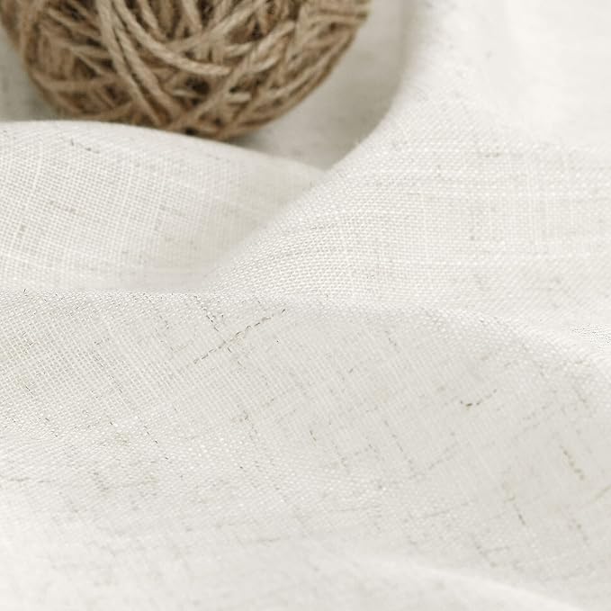 Nanspring Cream Semi Sheer Linen Curtains 79 Inch Length for Living Room Back Tab Rod Pocket Modern Farmhouse Coastal Decor Cotton Textured Gauze Curtains 73 Inches Long for Dining Room Office 52x79