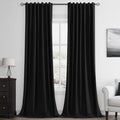 Guken Black 100% Blackout Curtains 120 Inch Length 2 Panels Set for Living Room Bedroom Back Tab Thermal Insulated Black Out Linen Drapes Room Darkening Window Curtains,52x120