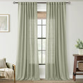 Linen Blend Sage Green Curtains 90 inch Length 2 Panels for Bedroom Back Tab Light Filtering Semi Sheer Drapes Linen Cotton Textured Light Green Airy Modern Farmhouse Living Room Sage Aesthetic Decor
