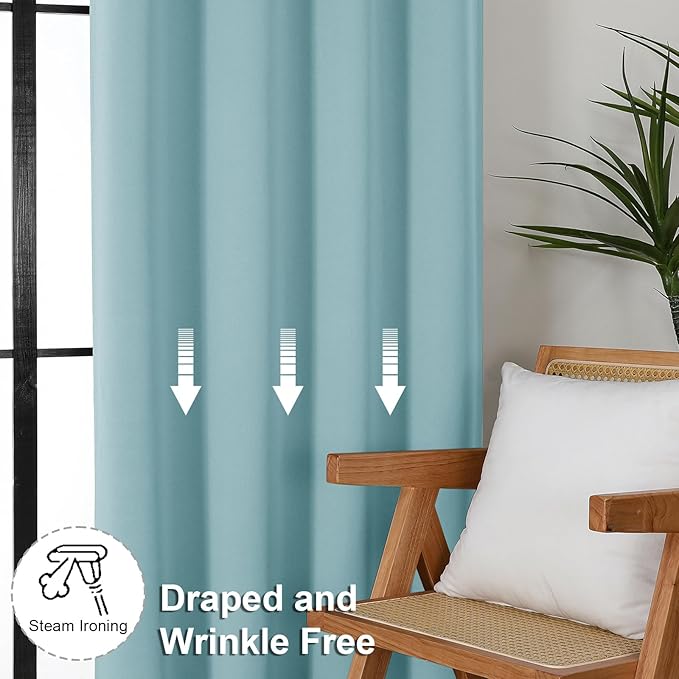 Simplebrand Ava Aqua Blackout Curtains for Bedroom, 78 Inch Length, 2 Panels Set, Privacy Thermal Insulated Rod Pocket Window Curtains for Patio, French Door, W40 x L78 Inch