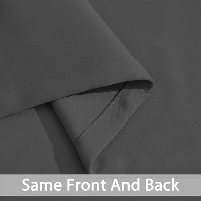 Yakamok Blackout Curtains Room Darkening Thermal Insulated Window Panels,Solid Grommet Top Drapes for Bedroom/Living Room(52Wx90L, Charcoal Grey, 2 Panels)