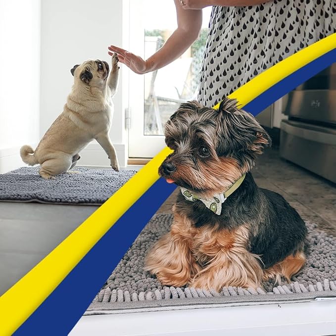 Muddy Mat® | Super Absorbent Door Mat Indoor, Microfiber Quick Dry Chenille Entryway Rug, Non-Slip Front Door Mat, Indoor Mats for Entryway, Machine Washable Pet Rug, Grey 36"x72"