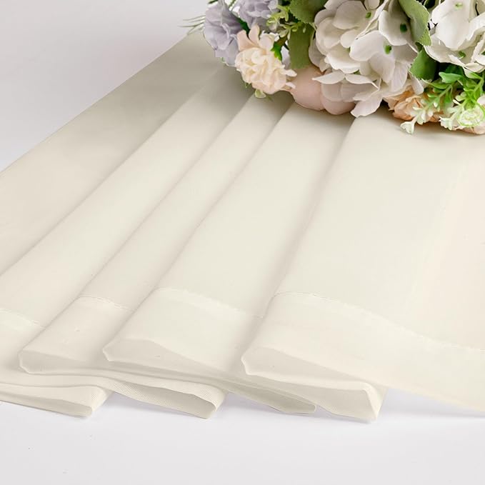 OWENIE Sheer Curtains, Cream Sheer Curtains 50 Inch Length 2 Panels Set, Rod Pocket Voile Fimly Sheer Drapes for Living Room Bedroom, 2pcs, Cream, Each 42" W x 50" L