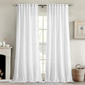 MIULEE White Linen Curtains 84 Inches Long 2 Panels for Bedroom Living Room, Soft Linen Textured Back Tab Window Drapes Semi Sheer Light Filtering Rod Pocket Modern Farmhouse Decor 37x84 Inch