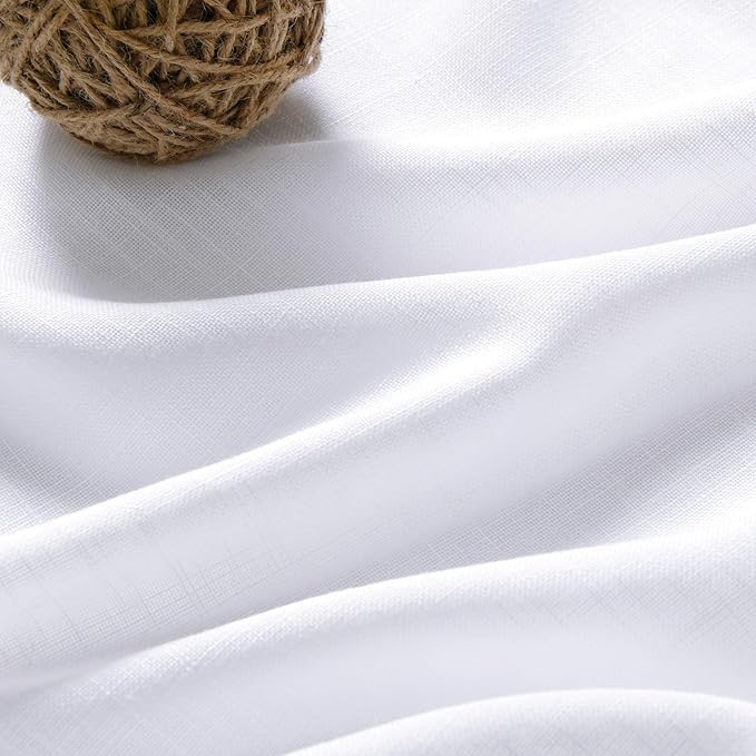 Snow White Linen 120 Inch Curtains for Living Room Light Filtering Semi Sheer Curtain Back Tab Luxury Neutral Coastal Modern Farmhouse Decor Floor to Ceiling High Window for Bedroom 52x120,2 Panels