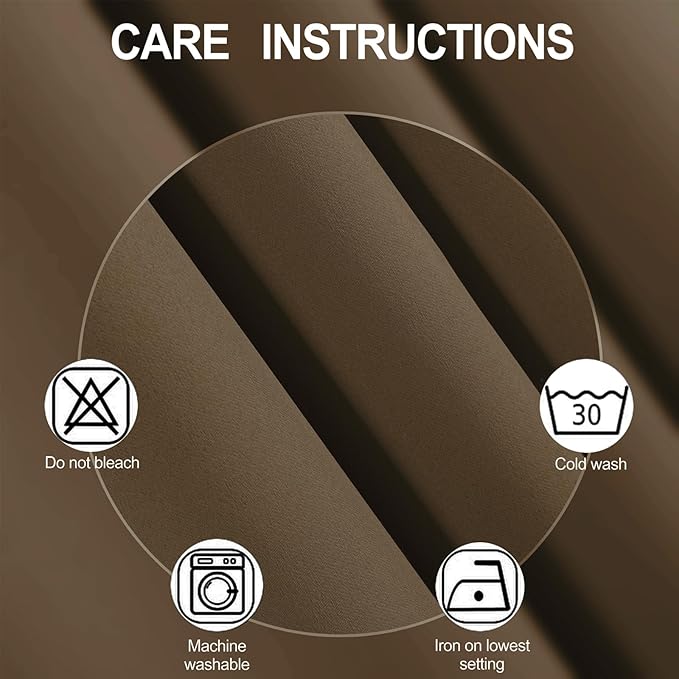 LEMOMO Blackout Curtains 52 x 108 inch/Brown Curtains Set of 2 Panels/Thermal Insulated Room Darkening Bedroom Curtains