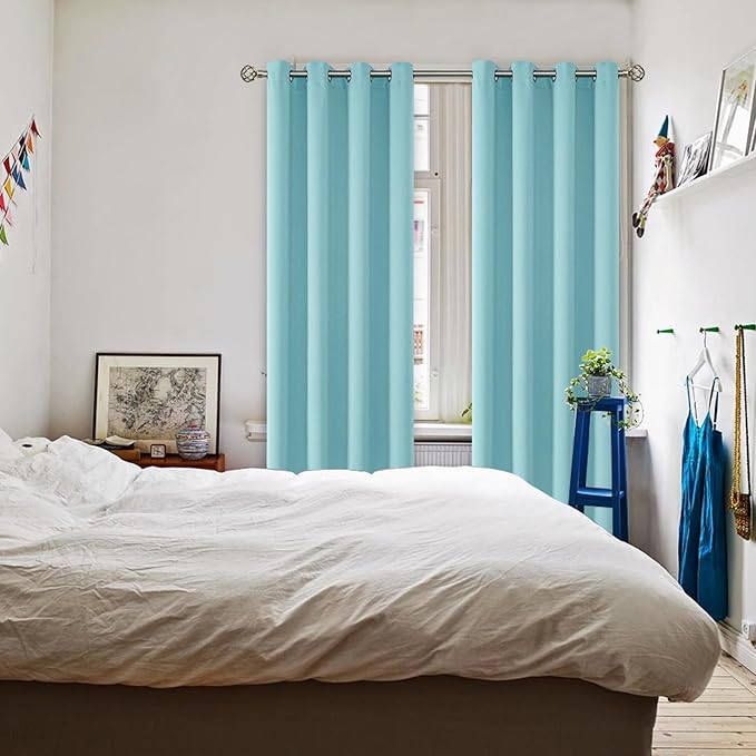 BGment Blackout Curtains - Grommet Thermal Insulated Room Darkening Bedroom and Living Room Curtains, Set of 2 Panels (70 x 84 Inch, Baby Blue)