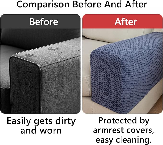 Soothing Home Sofa Covers, Sofa Hero Covers, Wear-Resistant Universal Couch Covers Washable Stretch Sectional Couch Cushion Covers (White,Arm Rest Covers 2pcs)