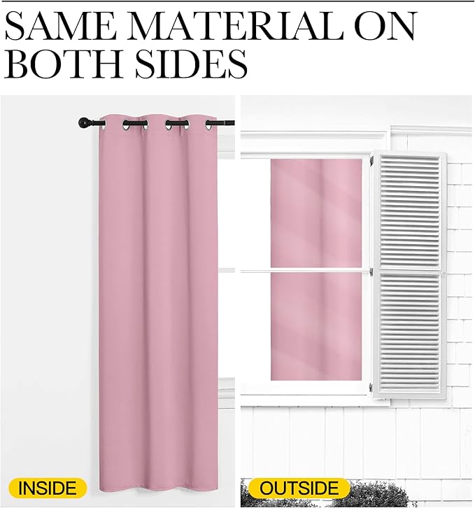 NICETOWN Crystal Pink Room Darkening Curtains for Kitchen, Window Treatment Thermal Insulated Solid Grommet Room Darkening Curtains/Drapes for Bedroom (Set of 2, 42 inches Wide by 48 inches Long)
