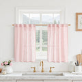 LAMIT 36 Inch Length Linen Curtains for Small Windows, Semi Sheer Light Filtering Panels Back Tab and Rod Pocket Country Decor Drapes for Basement/Kitchen, Pink, 2 Panels, 34 x 36 Inch
