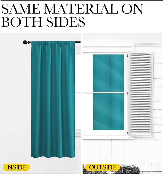 NICETOWN 2 Panels Blackout Curtains, Rod Pocket Window Curtains Room Darkning Drapes for Bedroom/Living Room, Thermal Insulated Solid Draperies for Home Office/Study, 62 by 72-Inch, Peacock Blue