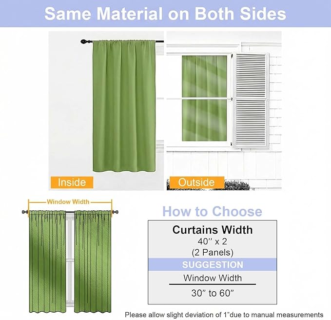 Simplebrand Ava Lime Blackout Curtains for Bedroom 72 Inch Length 2 Panels Set, Privacy Thermal Insulated Rod Pocket Door Window Curtains for Patio French Door Front Door, W40 x L72 Inch