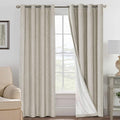 H.VERSAILTEX 100% Blackout Curtains for Bedroom Thermal Insulated Linen Textured Curtains Heat and Full Light Blocking Drapes Living Room Curtains 2 Panel Sets, Cobblestone, 52x96 Inch