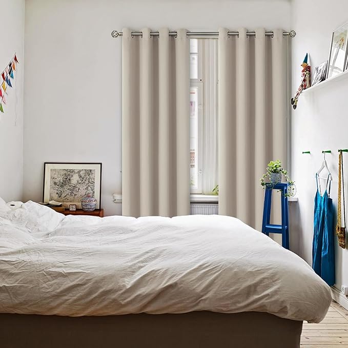 BGment Room Darkening Curtains 108 Inches Long - Grommet Thermal Insulated Drapes Window Treatment Curtains for Bedroom, 2 Panels, 52 x 108 Inch, Camel