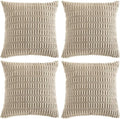 Fancy Homi 4 Packs Taupe Decorative Throw Pillow Covers 16x16 Inch for Living Room Couch Bed, Rustic Modern Farmhouse Boho Home Decor, Soft Plush Corduroy Cute Square Accent Cushion Case 40x40 cm