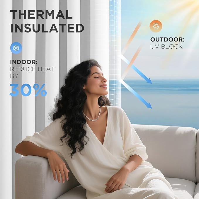 Joydeco Blackout Patio Sliding Door Curtains 108 Inches Long, Grommet Privacy Room Divider Curtains, Extra Wide Thermal Blackout Drapes for Bedroom Living Room (Pure White, 70Wx108L, 1 Panel)