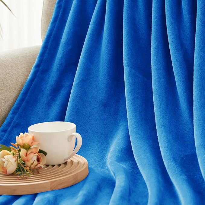 Exclusivo Mezcla Fleece Blanket Twin Size for Bed, Super Soft and Warm, All Season, Cozy, Plush, Lightweight, 60x80 Inches Cobalt Blue
