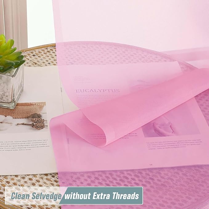Light Pink Small Sheer Curtains Tier 24 Inches Length 2 Pieces, Light Filtering Cafe Curtains for Living Room Bathroom, Modern Window Treatments Dual Rod Pocket Panels, 2X42Wx24L Inches