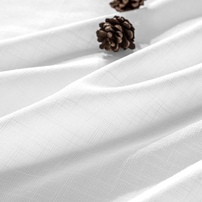MIULEE White Linen Curtains 78 Inch Long 2 Panels for Bedroom Living Room, Soft Thick Linen Textured Back Tab Window Drapes Semi Sheer Light Filtering Rod Pocket Modern Farmhouse Decor