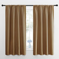 NICETOWN Bedroom Curtains Blackout Draperies, Gold Brown, 1 Pair, 34-inch W x 63-inch L, Home Decorations Thermal Insulated Solid Pole Top Blackout Drapes for Living Room