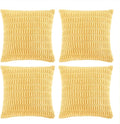 Fancy Homi 4 Packs Yellow Big Decorative Throw Pillow Covers 24x24 Inch for Living Room Couch Bed Sofa, Fall Farmhouse Boho Home Decor, Soft Striped Corduroy Square Cushion Case 60x60 cm