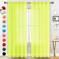 SpaceDresser Basic Rod Pocket Sheer Voile Window Curtain Panels Chartreuse 1 Pair 2 Panels 52 Width 108 Inch Long for Kitchen Bedroom Children Living Room Yard（Chartreuse, 52W x 108L）