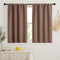RYB HOME Short Blackout Curtains for Bedroom, Room Darkening Insulated Summer Heat Light UV Blocking Energy Saving Drapes for Nursery, Width 34 by Length 45, Mocha, Set of 2