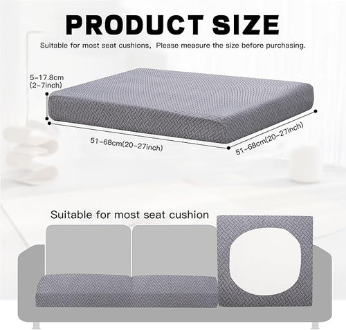 8Pcs Outdoor Cushion Covers, Patio Cushion Covers,Stretch Elastic Slipcovers, Replacement Washable Furniture Protector for Patio Couch,Thick Jacquard Textured Twill Fabric(Gray ,8PCS,Cover Only)