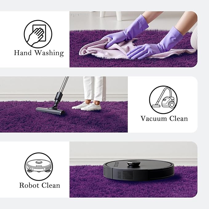 Area Rugs 9x12 Living Room, Shaggy Carpet Soft Plush Furry Bedside Rug Large Area Rugs for Bedroom Kids Girls Boys Home Decor Anti Slip(9 x 12, Grape Purple)