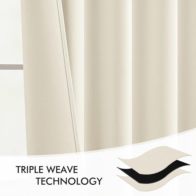 MIULEE Birch Back Tab Blackout Curtains 84 Inch Length 2 Panels Set for Living Room Bedroom Privacy, Rod Pocket/Pinch Pleat Thermal Insulated Room Darkening Pleated Light Blocking Drapes
