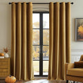 MIULEE Velvet Curtains Gold Elegant Grommet Curtains Fall Thermal Insulated Soundproof Room Darkening Black Out Curtains/Drapes for Classical Living Room Bedroom Decor 52 x 108 Inch Set of 2