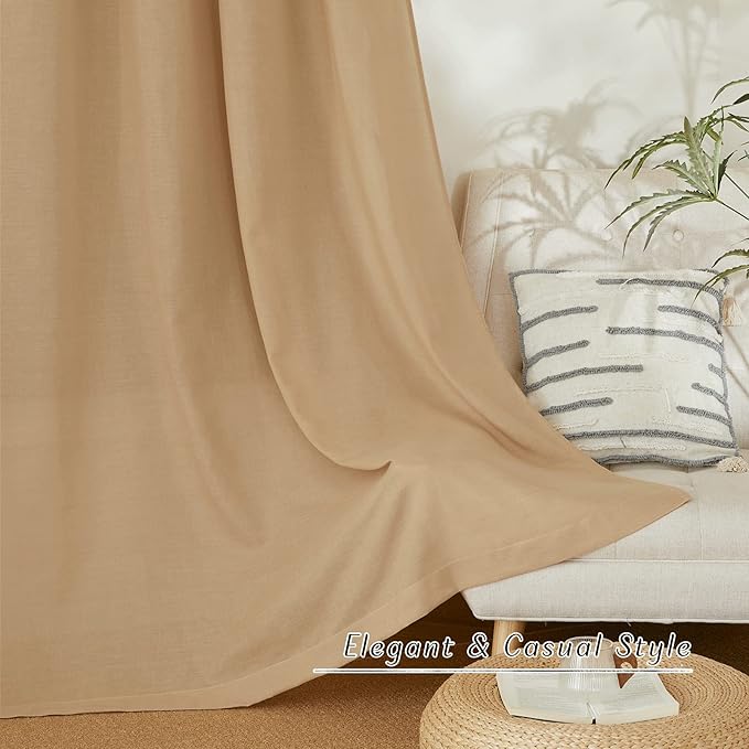 NICETOWN Burlap Linen Kitchen Window Curtains Over Sink, Grommet Thick Linen Burlap Short Window Treatments Privacy Assured with Light Filtering for Bedroom/Bathroom, W34 x L36, 2 Panels