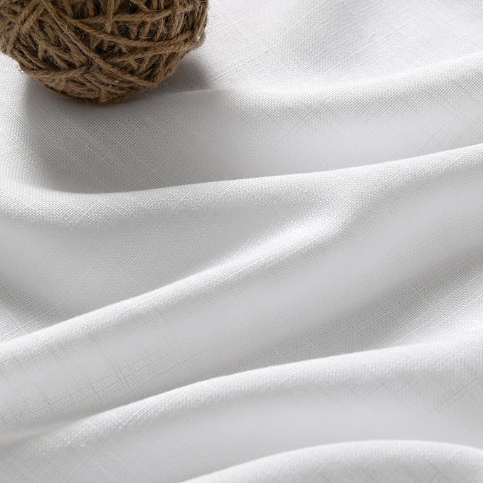 White Linen Curtains 84 inches Long for Bedroom Back Tab Light Filtering Privacy Sheer White Curtains Modern Farmhouse Coastal Decor White Cotton Textured Gauze Curtain 2 Panel Set 70x84