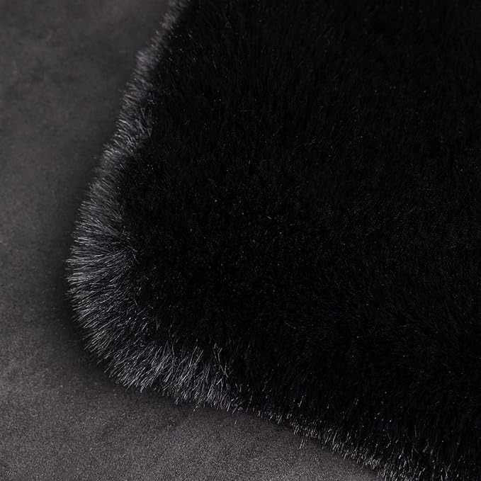 Ghouse Soft Faux Sheepskin Fur Rug 4x6 Black Fluffy Bedside Rugs Plush Rug Shag Nursery Carpet Area Rugs for Living Room Bedroom Playing Room Decor