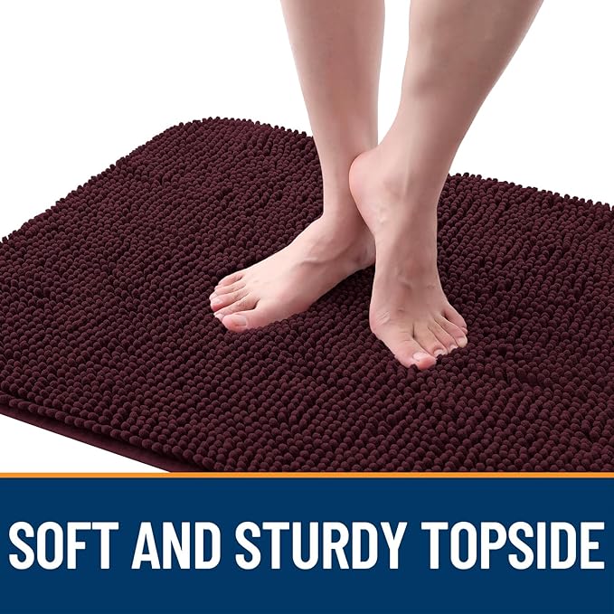 OLANLY Dog Door Mat for Muddy Paws 59x35, Absorbs Moisture and Dirt, Absorbent Non-Slip Washable Doormat, Quick Dry Chenille Mud Mat for Dogs, Entry Indoor Entryway Carpet for Inside Floor, Russet