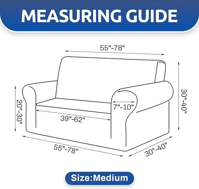 KEKUOU Stretch Loveseat Sofa Cover Slipcover,Couch Covers for 2 Cushion Couch Sofa (55"-78") Furniture Protector Sofa with Elastic Bottom for Kids,Dog. Jacquard Small Checked (Medium,Dusty Pink)