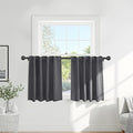 PONY DANCE Window Curtains 36 Inches - Short Valances Tiers Rod Pocket & Back Tab Curtain Panels Light Blocking for Kitchen Bathroom, W 42 x L 36 Inches, Grey, Set of 2