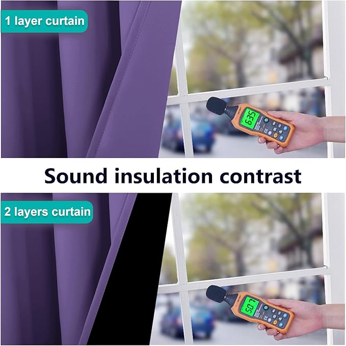 NICETOWN Total Shade Curtains and Draperies, Heavy-Duty Full Light Shading Drapes with Black Liner Backing for Villa/Hall/Dorm Window（Lilac Purple, Package of 2 Panels, 62 inches Wide x 95 inches Long