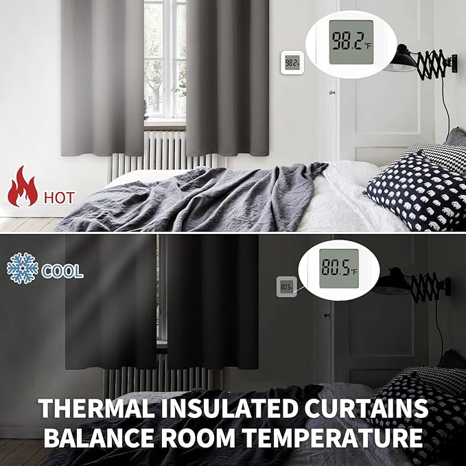 BGment Blackout Curtains for Bedroom - Grommet Thermal Insulated Room Darkening Curtains for Living Room, Set of 2 Panels, Each 46 x 84 Inch, Grey