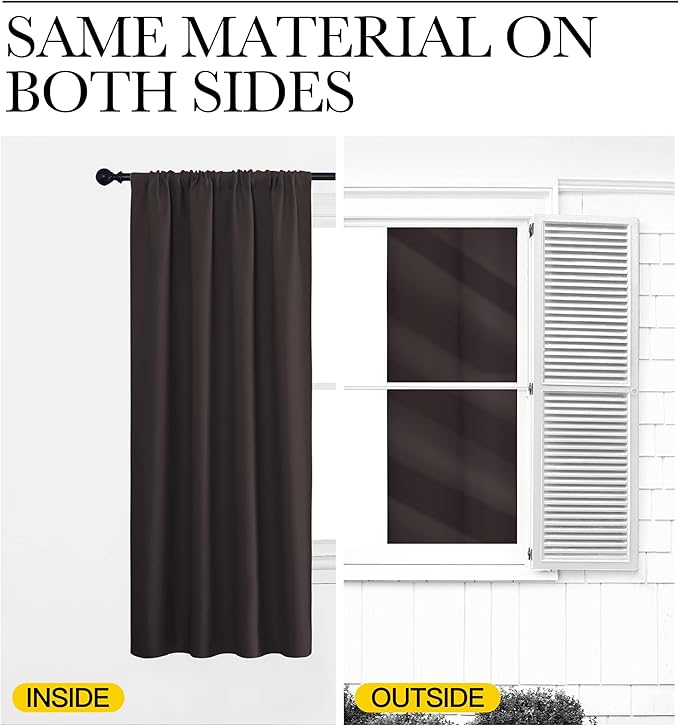 NICETOWN RV Blackout Curtains for Camper Windows, Toffee Brown, 34" x 30", Set of 2, Kitchen Curtains, Short Blackout Drapes, Thermal Insulated Rod Pocket Window Treatment Draperies for Nursery
