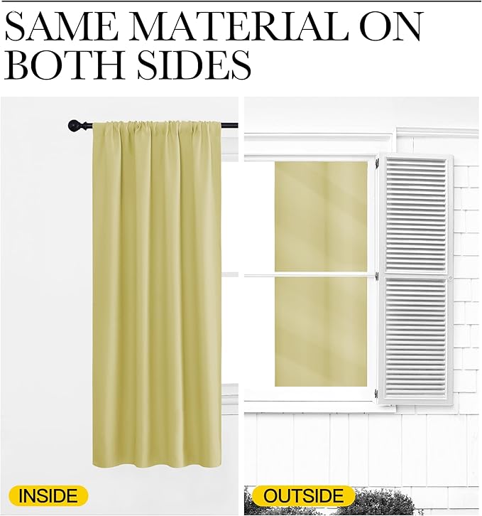 NICETOWN Blackout Curtains for Living Curtains, Paler Yellow, 2 Panels, 52 by 95, Room Darkening Window Curtain Panels, Easy-Care Solid Thermal Insulated Draperies/Drapes for Daughter Room
