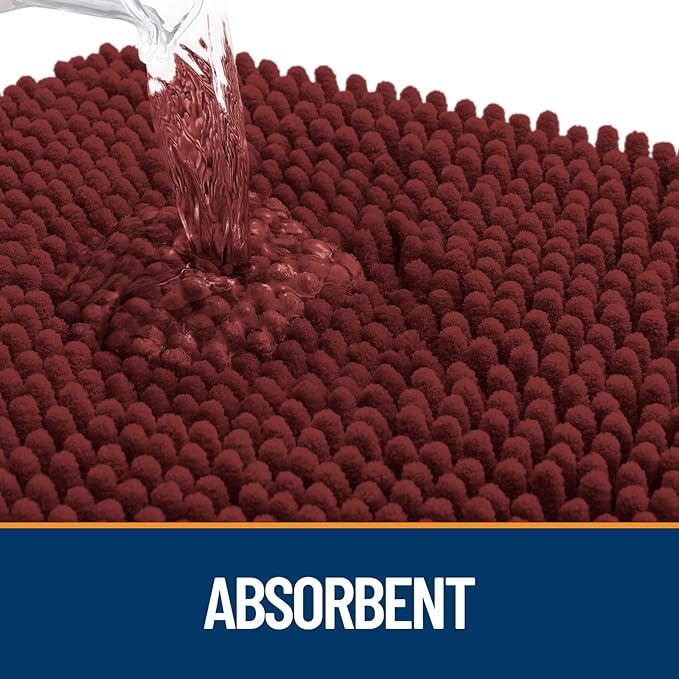 OLANLY Dog Door Mat for Muddy Paws 50x30, Absorbs Moisture and Dirt, Absorbent Non-Slip Washable Doormat, Quick Dry Chenille Mud Mat, Entry Indoor Entryway Carpet for Inside Floor, Caramel Russet