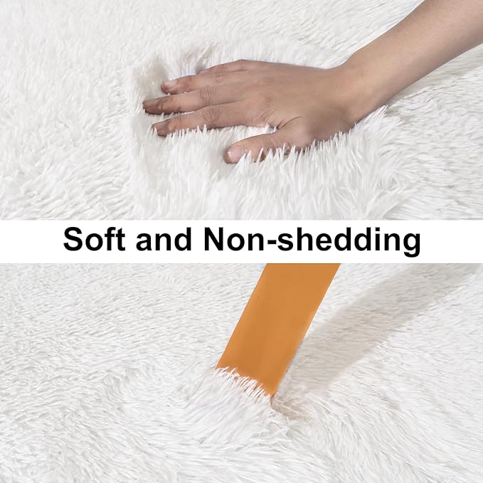 Ultra Soft Runner Rugs for Bedroom Hallways with Upgraded Non-Slip Rubber Backing & Thick Memory Sponge, 2x4 Feet Fluffy Shag Throw Area Rug for Bedside Dorm Cream