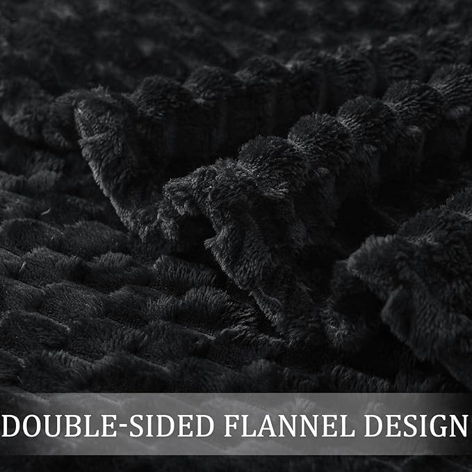 Exclusivo Mezcla Fleece Throw Blanket for Couch, Extra Large Fuzzy Black Bed Blankets, Soft Cozy Plush Sofa Throws for All Seasons, 50x70 Inches